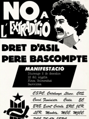No a l'extradició. Dret d'asil Pere Bascompte. CSPC  (2/12/1990)