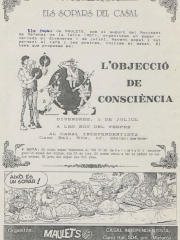 Cartell de sopar-xerrada sobre l'objecció de consciència (1/7/1988)