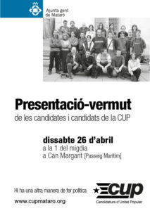 Presentació de candidats i candidates de la CUP Mataró a les eleccions municipals 2003